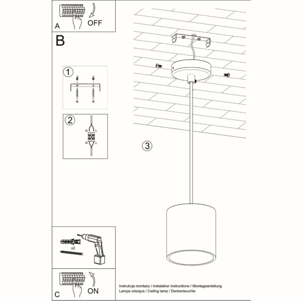 Lampe suspendue Lineaoon 1 noir