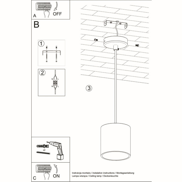 Lampe suspendue Lineaoon 1 gris
