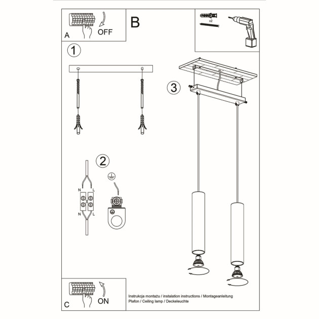 Lampe suspendue Noraaena 2 blanc