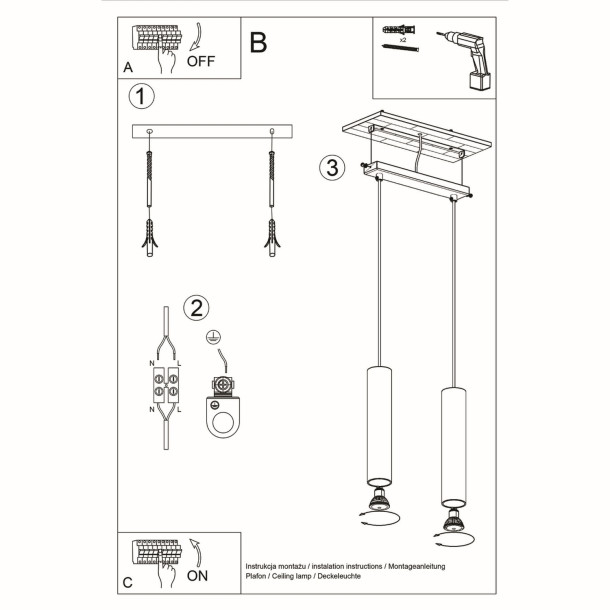 Lampe pendante Noraaena 2 noir