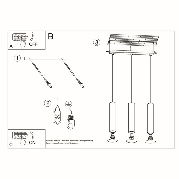 Lampe suspendue Noraaena 3L noir