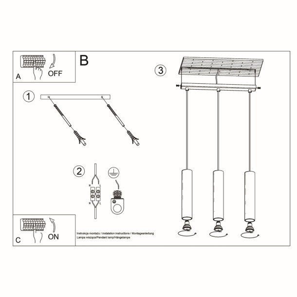 Lampe suspendue Noraaena 3L noir