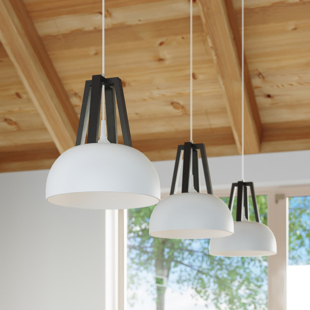 Lampe pendante Veliala blanc/noir