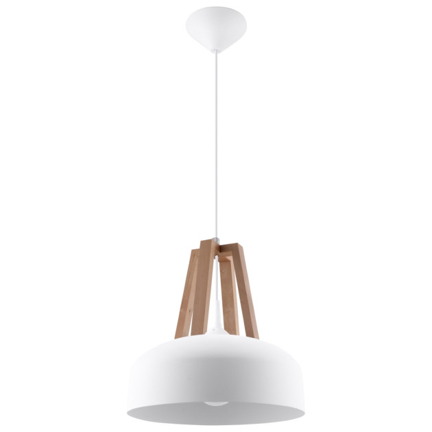 Lampe pendante Veliala blanc/bois naturel