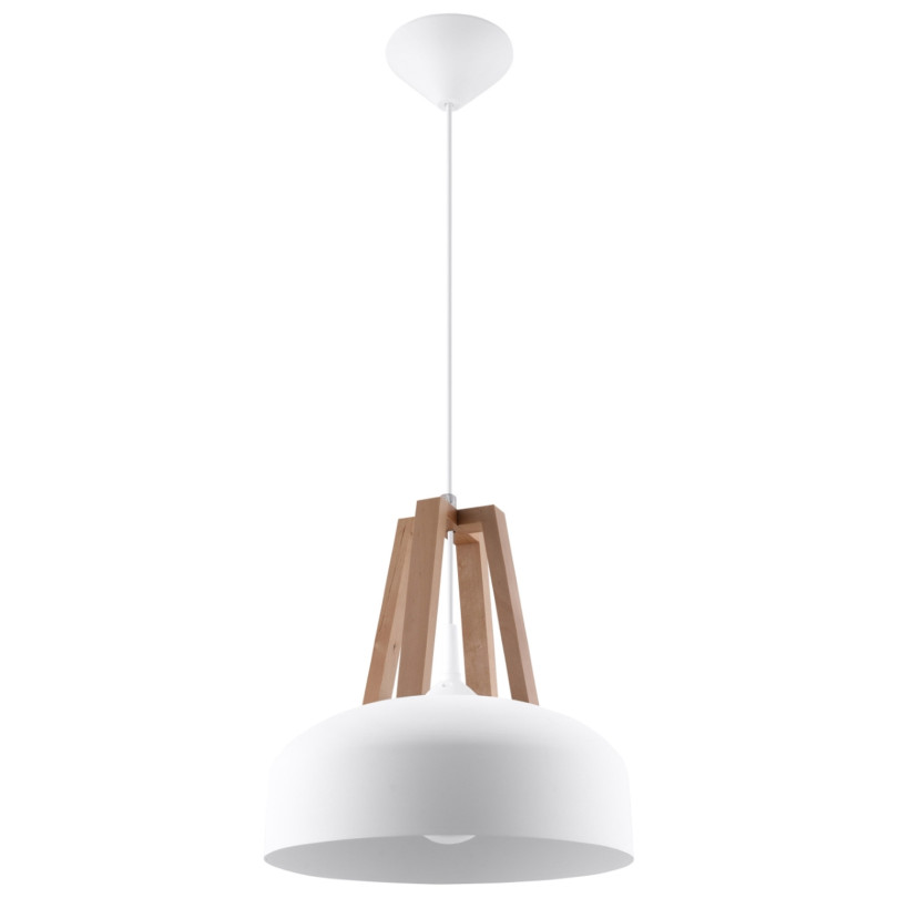 Lampe pendante Veliala blanc/bois naturel