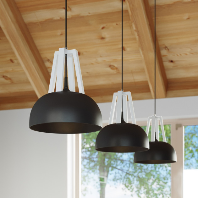 Lampe pendante Veliala noir/blanc