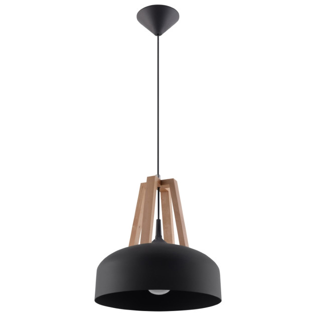 Lampe pendante Veliala noir/bois naturel