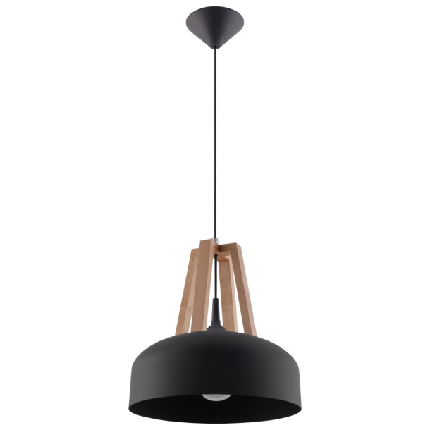 Lampe pendante Veliala noir/bois naturel
