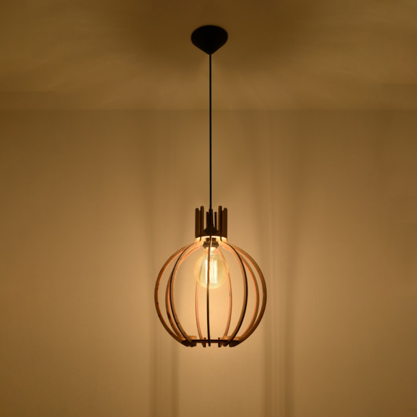 Lampe pendante Aureoea en bois naturel