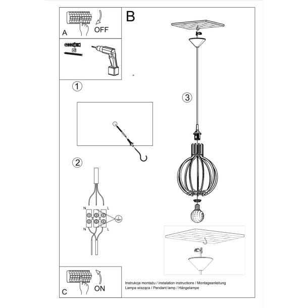 Lampe pendante Aureoea en bois naturel