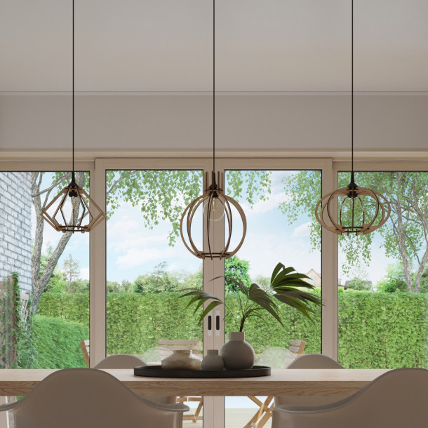 Lampe pendante Aureoea en bois naturel