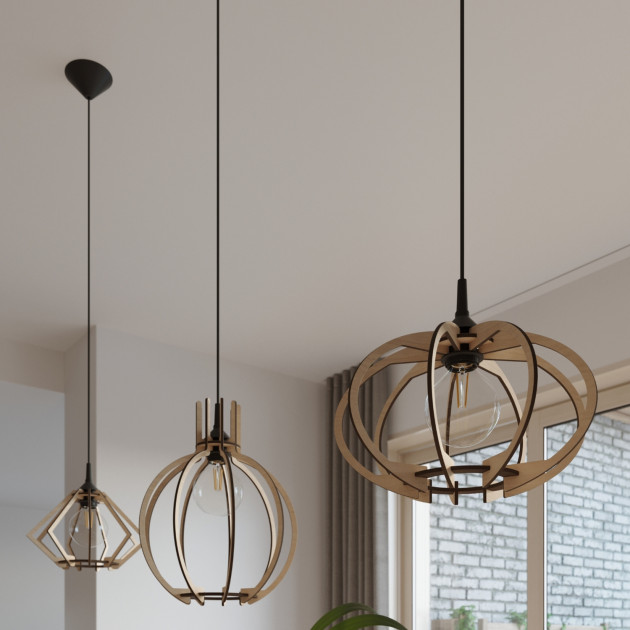 Lampe pendante Aureoea en bois naturel