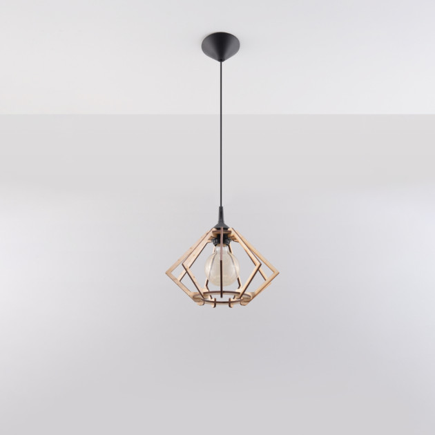Lampe suspendue Velyys en bois naturel