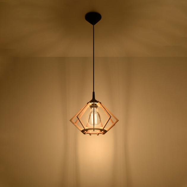Lampe suspendue Velyys en bois naturel