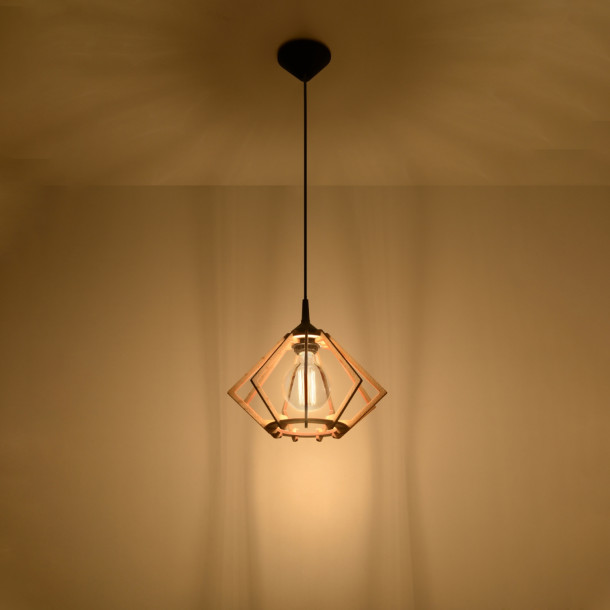 Lampe suspendue Velyys en bois naturel