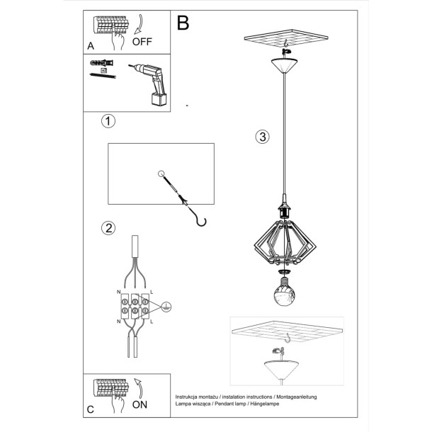Lampe suspendue Velyys en bois naturel