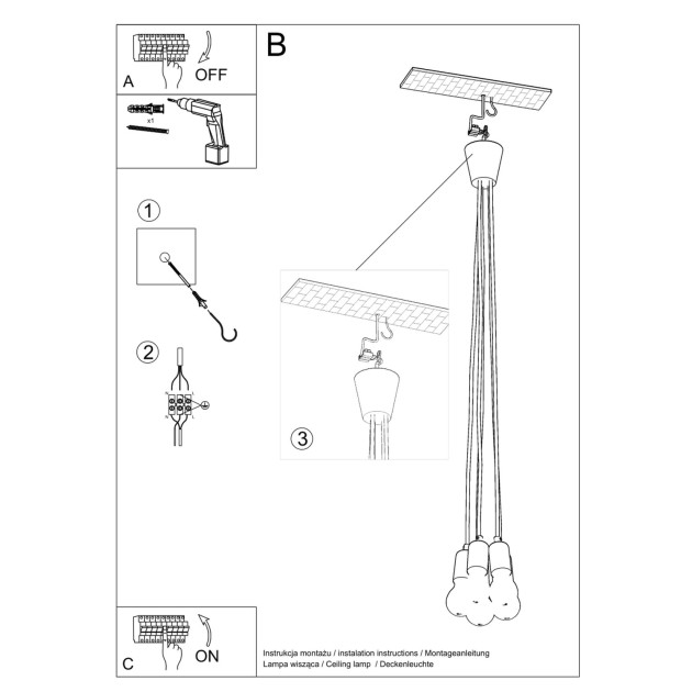 Lampe suspendue Noviar 5 gris