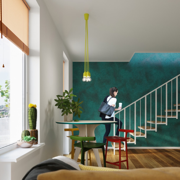 Lampe pendante Noviar 3 jaune