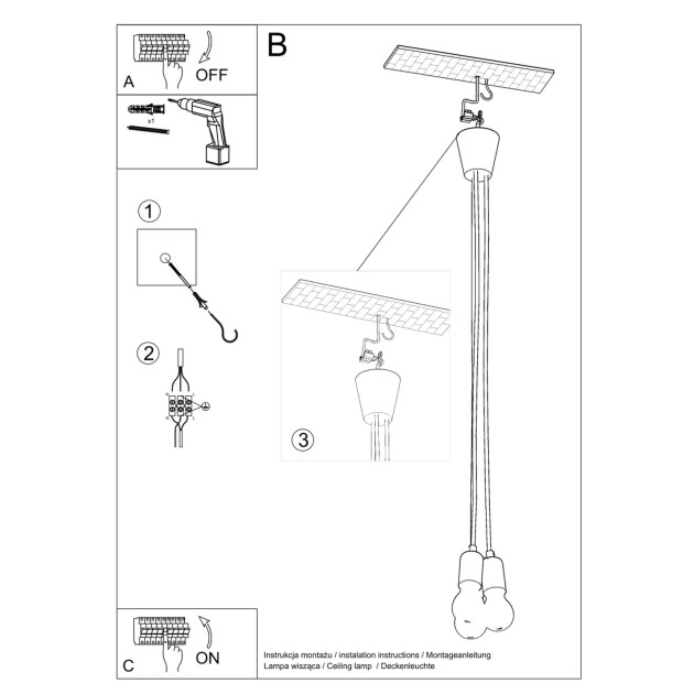 Lampe pendante Noviar 3 verte