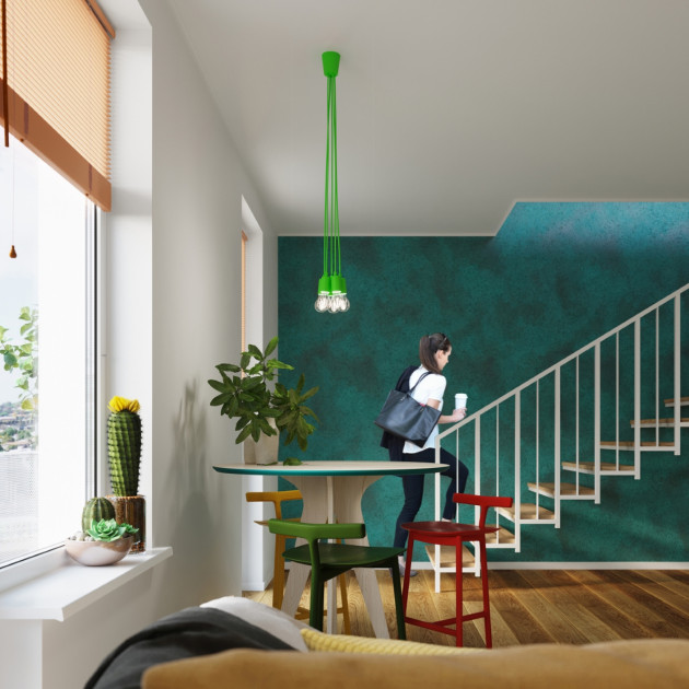 Lampe pendante Noviar 3 verte