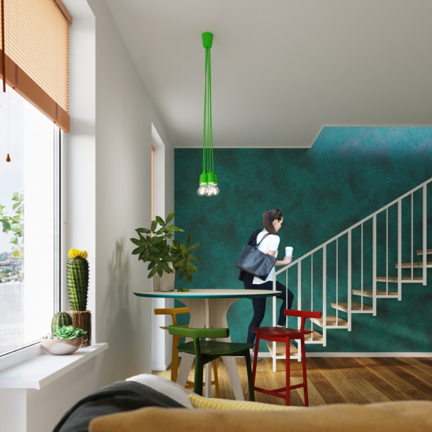 Lampe pendante Noviar 3 verte