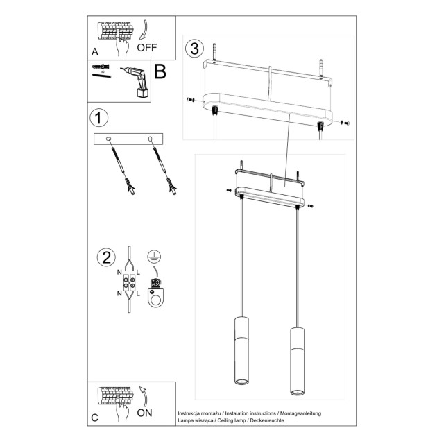 Lampe pendante Coraeor 2 noir