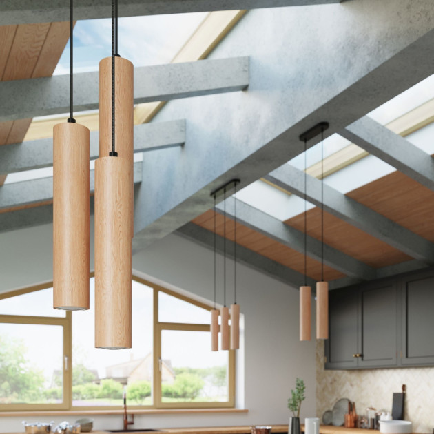 Lampe suspendue Elyaiais bois