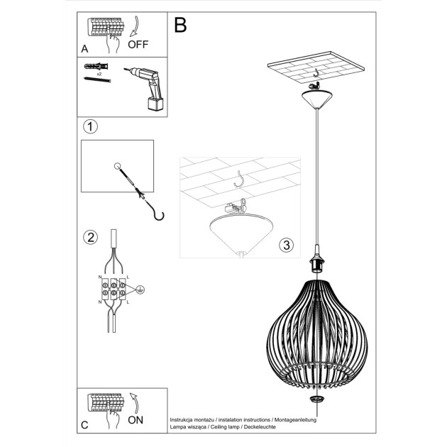 Lampe suspendue Veliea bois