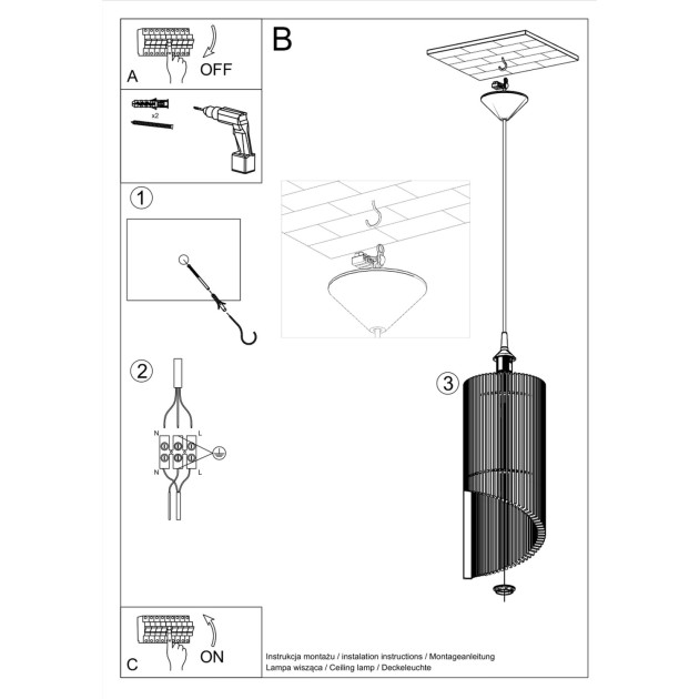 Lampe pendante Veraiaor en bois