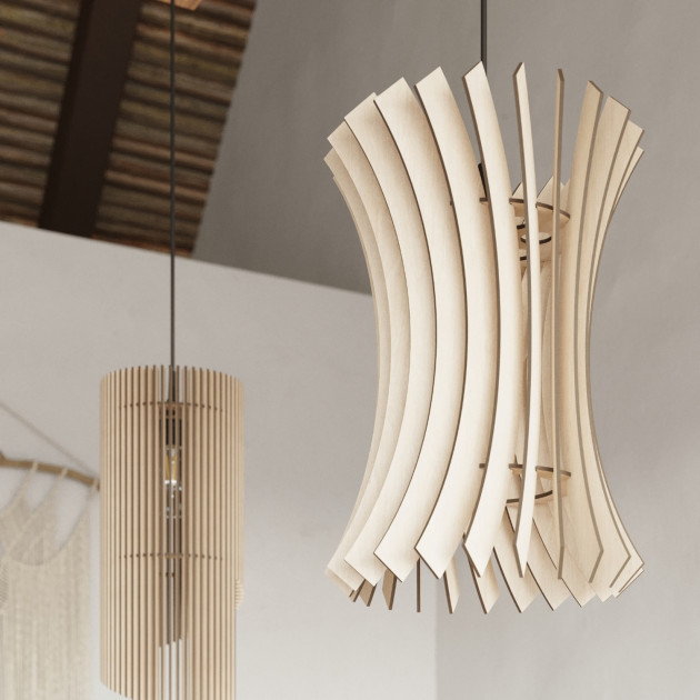 Lampe pendante Veraiaor en bois