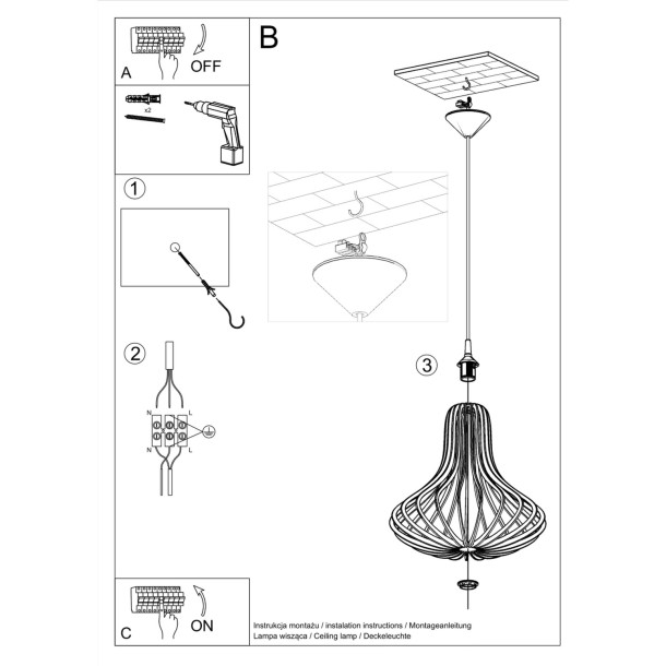 Lampe pendante Coraays bois