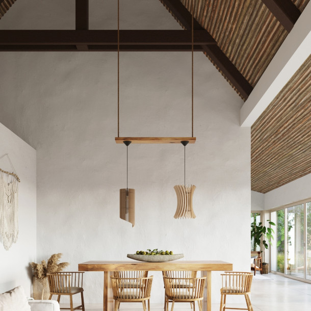 Lampe pendante Novyra en bois
