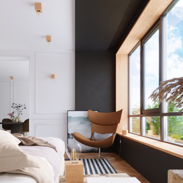 Lampe de table Lineaeea en bois