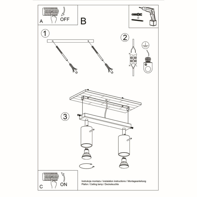 Plafonnier Elyor 2 bois naturel