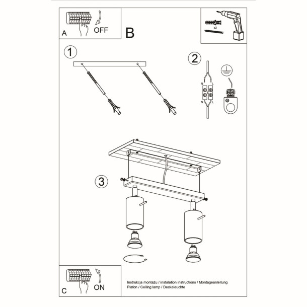 Plafonnier Elyor 2 bois naturel