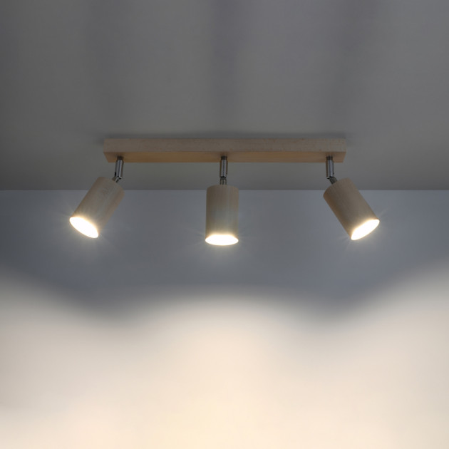 Plafonnier Elyor 3 en bois naturel