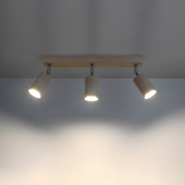 Plafonnier Elyor 3 en bois naturel