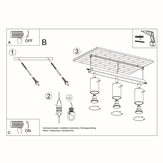 Plafonnier Elyor 3 en bois naturel