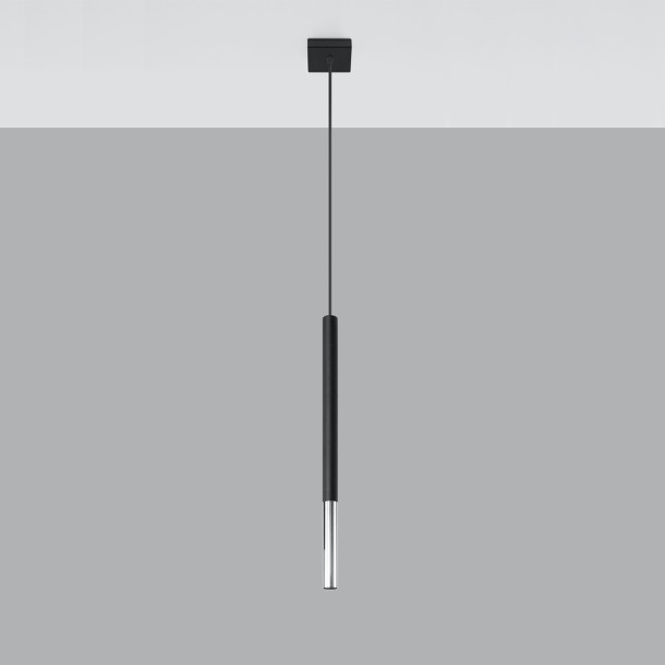 Lampe suspendue Solyon 1 noir/chrome