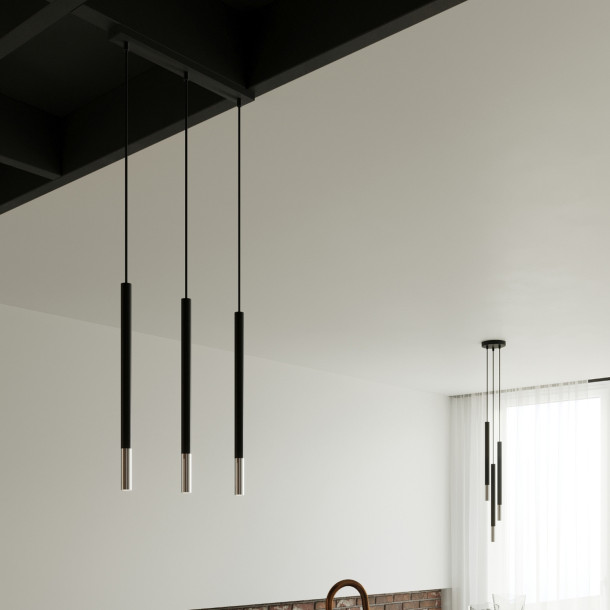 Lampe suspendue Solyon 1 noir/chrome