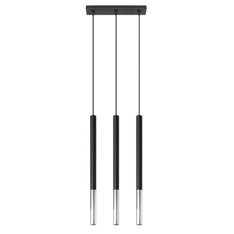 Lampe suspendue Solyon 3L noir/chrome