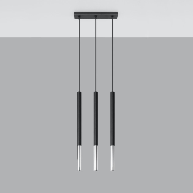 Lampe suspendue Solyon 3L noir/chrome