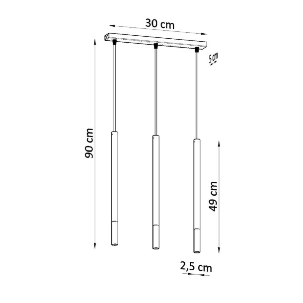 Lampe suspendue Solyon 3L noir/chrome