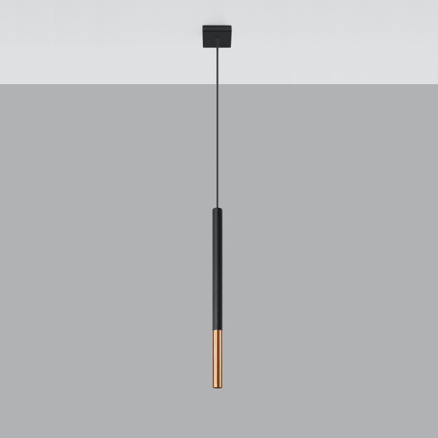 Lampe suspendue Solyon 1 noir/cuivre