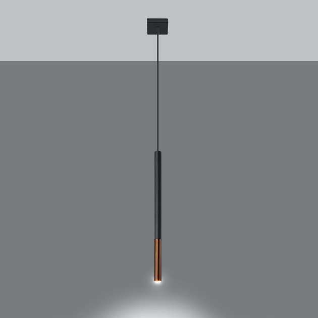 Lampe suspendue Solyon 1 noir/cuivre