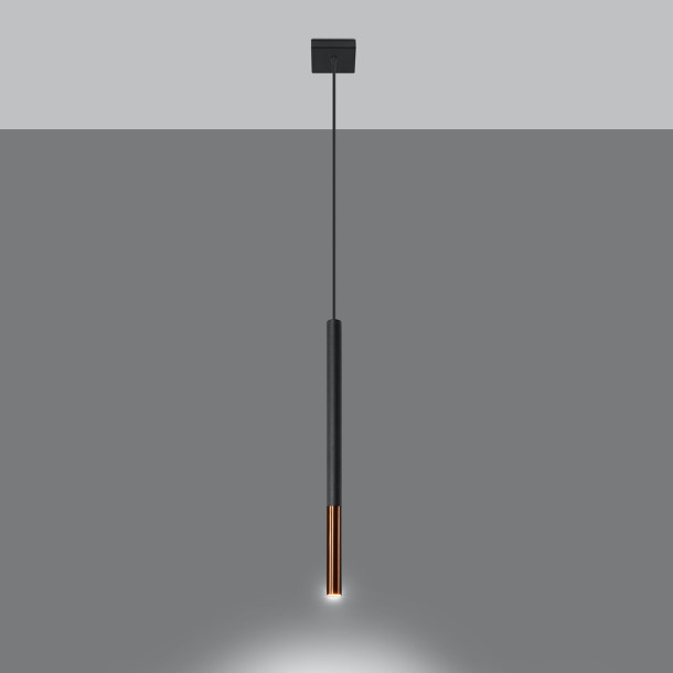 Lampe suspendue Solyon 1 noir/cuivre