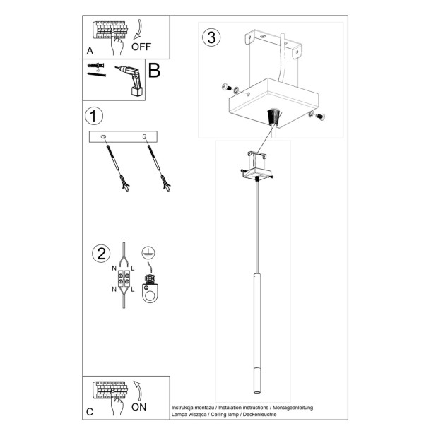 Lampe suspendue Solyon 1 noir/cuivre