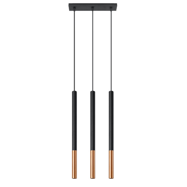 Lampe suspendue Solyon 3L noir/cuivre