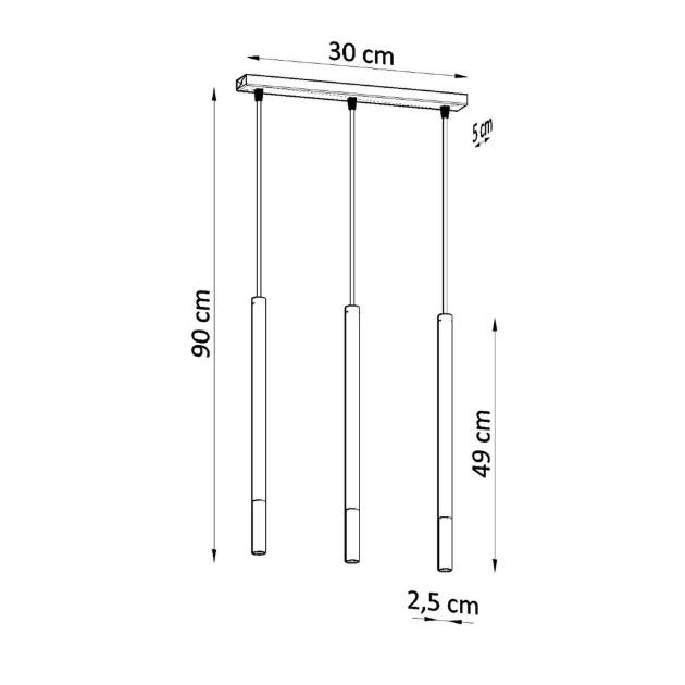 Lampe suspendue Solyon 3L noir/cuivre