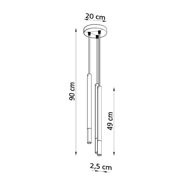 Lampe suspendue Solyon 3P noir/cuivre